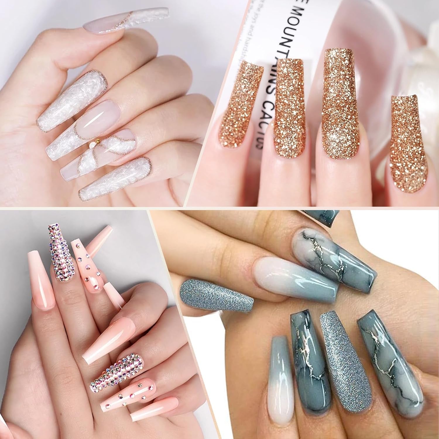 Uñas postizas transparentes extralargas, 240 piezas de uñas postizas de media cubierta, uñas postizas rectas cuadradas, extensiones de uñas francesas para salones de uñas y arte de uñas DIY