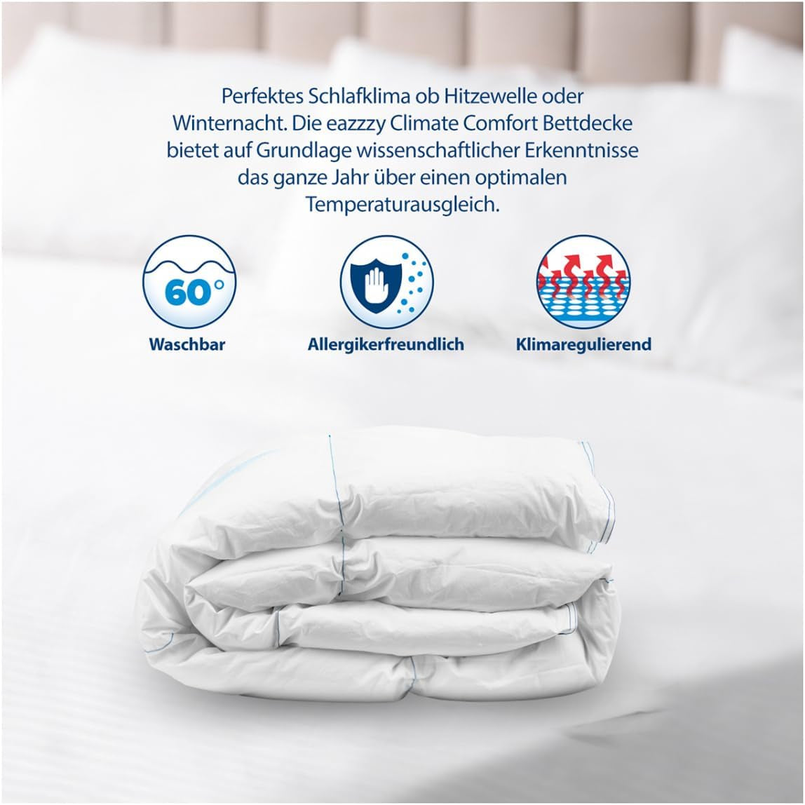 Genius Eazzzy Edredón Climate Comfort 155 X 220 Cm, Fibre-tight, Edredón ligero para todas las estaciones, Edredón transpirable, Temperatura agradable para dormir, Edredón para todas las estaciones Edredones y edredones Naty Shop