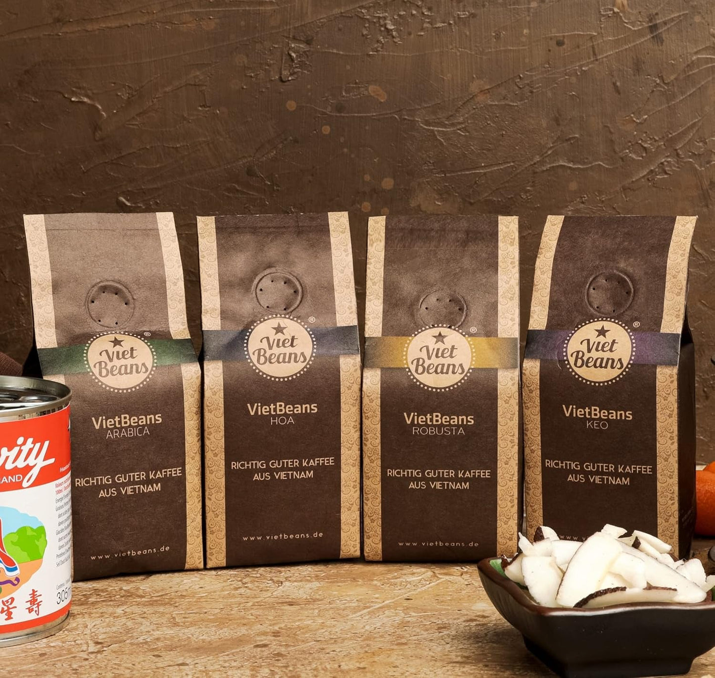 Kaffee Geschenk für Kaffeeliebhaber - Kaffeesack Yute - Vier Sorten exotischer Kaffee im Jutesack - Weihnachten Geschenkidee - Geschenk für Kaffeetrinker - Ganze Bohne