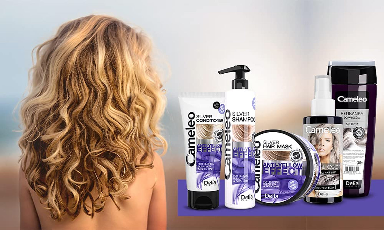 Cameleo - Mascarilla Matizadora Plata - Sin Efecto Amarillo - Tratamiento Violeta y Protección del Color para Cabellos Rubios, Grises, Blancos - Tonos Platino - Protección UV - Sin Parabenos - 200ml Naty Shop Mascarilla Capilar
