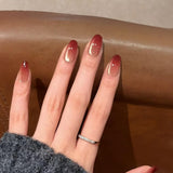 Moonglow Uñas Postizas Magnéticas Cortas, Rosa Almendra Rojo Degradado Brillo Ojo de Gato con Pegamento, Rosa Rojo Ombre Brillo Fototerapia Uñas Artificiales para Mujeres y Niñas
