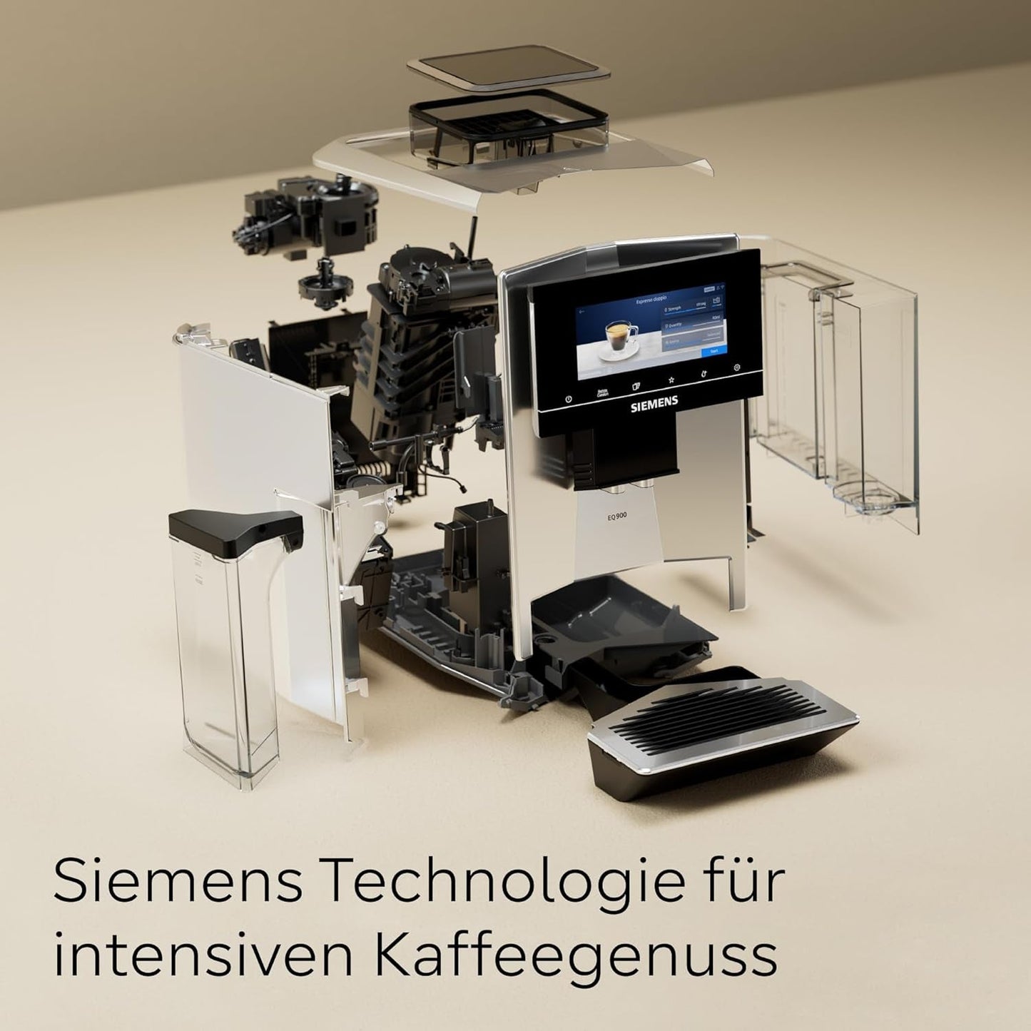 Siemens EQ900 TQ903D03 Cafetera Espresso Automática, Control App, Pantalla Táctil Intuitiva, Modo Barista, AromaBoost, Reducción de Ruido, Molinillo Premium, Limpieza Automática a Vapor, 1500 W, Acero Inoxidable