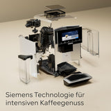 Siemens EQ900 TQ903D03 Cafetera Espresso Automática, Control App, Pantalla Táctil Intuitiva, Modo Barista, AromaBoost, Reducción de Ruido, Molinillo Premium, Limpieza Automática a Vapor, 1500 W, Acero Inoxidable