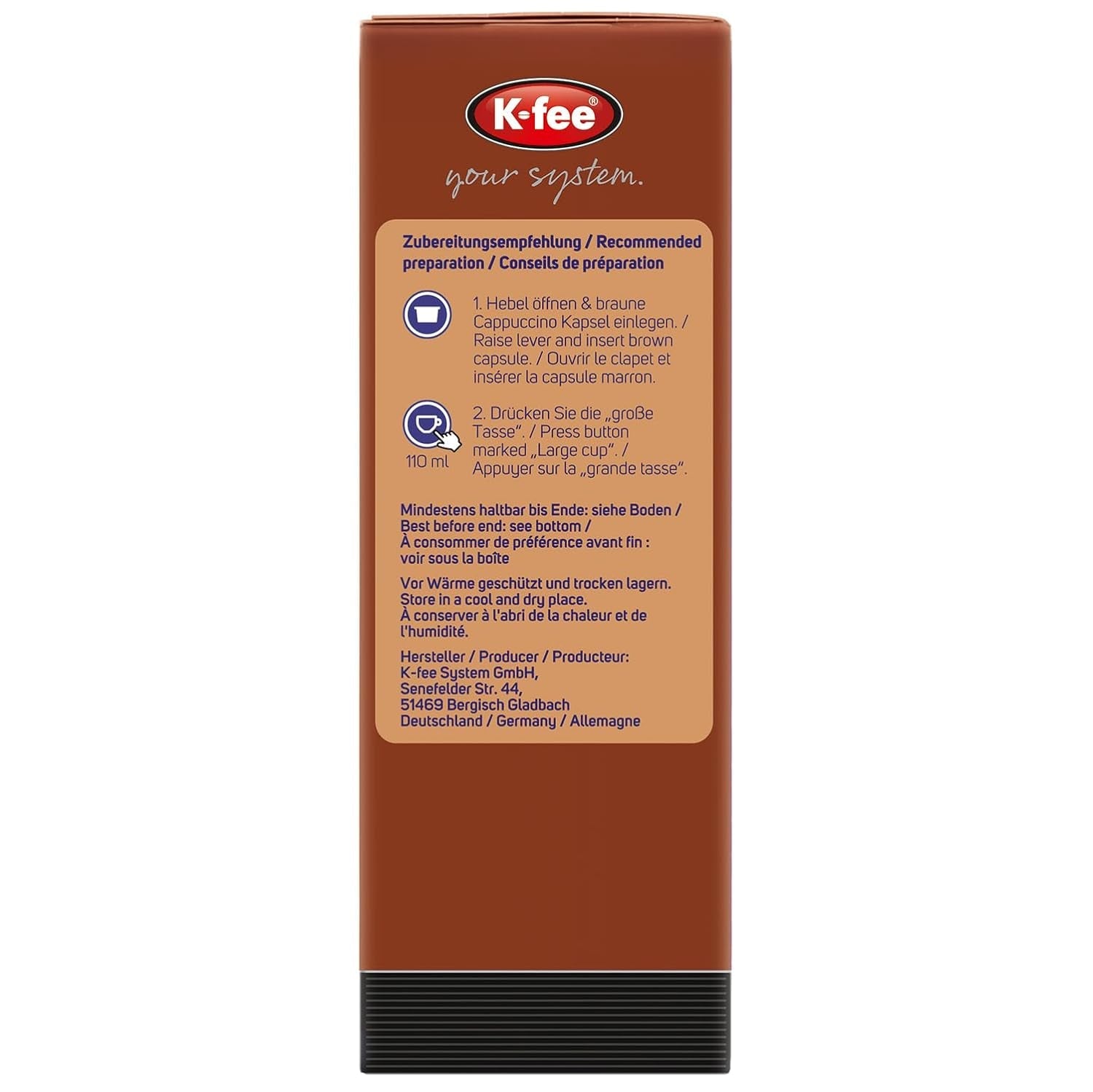 KRÜGER Cappuccino Schoko Cápsulas de café, compatibles con K-fee y ALDI EXPRESSI* Kapselmaschinen, café instantáneo aromatizado, 96 cápsulas