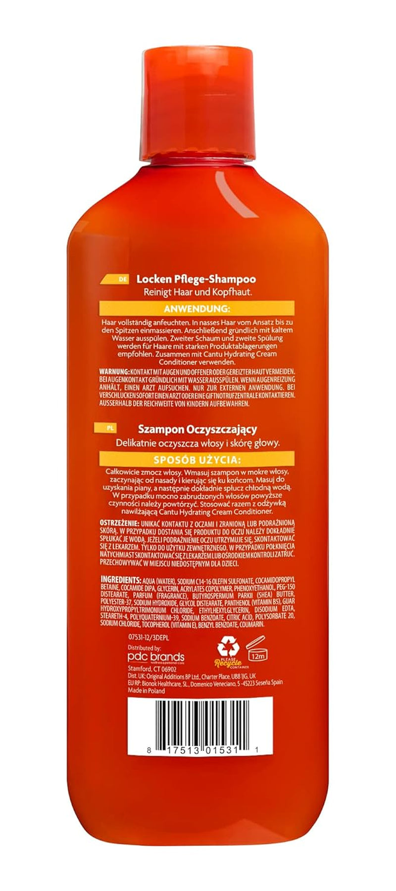 Cantu Champú Crema Limpiadora – Champú Para Lockiges Und Krauses Haar – Reichhaltige Formel Aus Shea Butter – Sanfte Und Tiefenwirksame Reinigung Für Haar Und Kopfhaut – Sulfatfrei – 400 Ml Cantu Ducha Y Baño