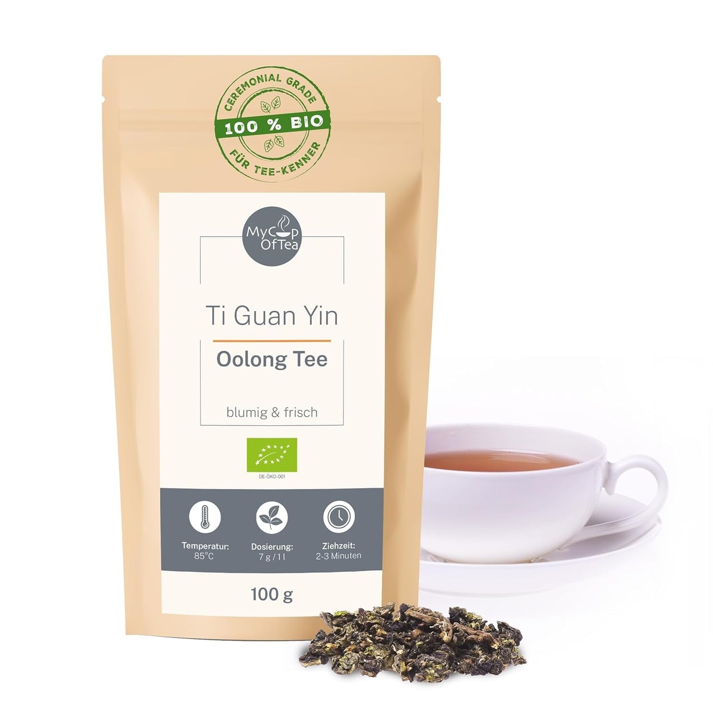 Ti Guan Yin Bio Oolong Tea 100g - Té Oolong orgánico de alta calidad procedente de China - Wu Long (grado ceremonial) - Para amantes y conocedores del té - Mycupoftea