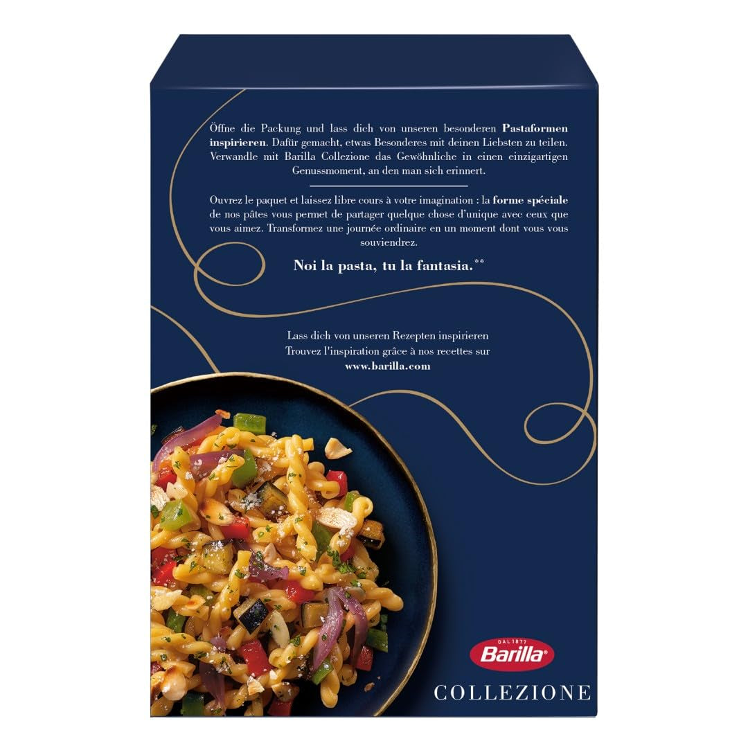 Pasta Barilla Collezione Fusilli Trozos Cortos, (1 x 500 g)