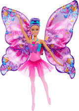 Muñeca Barbie Dance And Flutter 2 en 1 que se transforma de bailarina en mariposa con alas que se abren, cabello morado, joyas para el cabello y tutú desmontable, HXJ10 Naty Shop Dolls Default Title