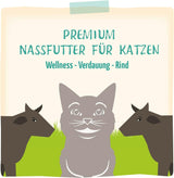 MjAMjAM - Comida húmeda premium para gatos - Bienestar - Digestivo - Carne de vacuno, paquete de 12 (12 x 125 g), sin cereales