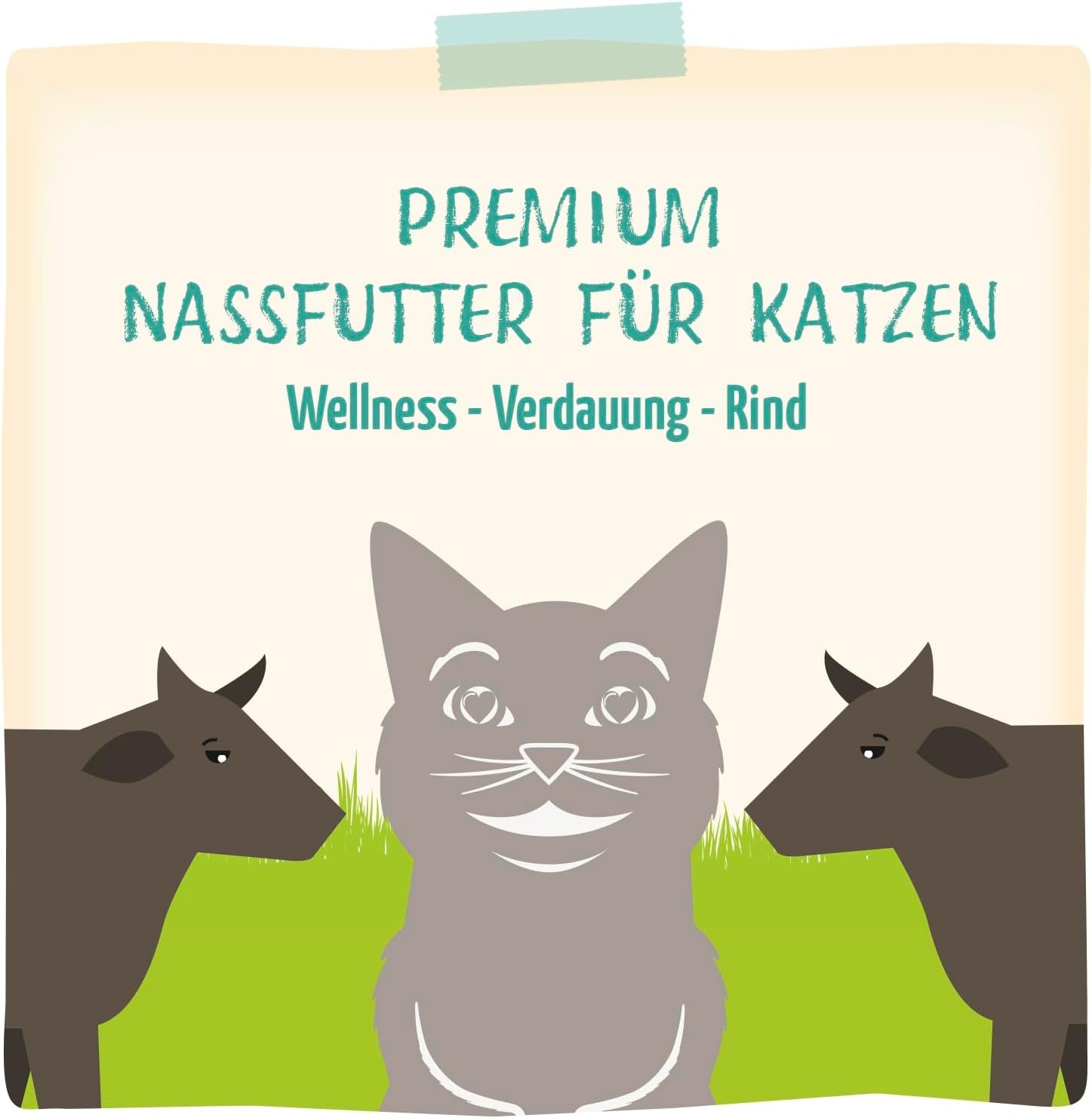 MjAMjAM - Comida húmeda premium para gatos - Bienestar - Digestivo - Carne de vacuno, paquete de 12 (12 x 125 g), sin cereales