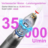 Lima de uñas eléctrica inalámbrica - 35000 RPM para uñas de gel, lima de uñas profesional y acrílica 12 en 1, juego de manicura y pedicura de 5 velocidades