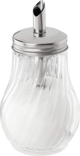 FMprofessional Dispensador de azúcar FLEURETTE 280ml, recipiente de vidrio, recipiente para dosificar fácilmente, recipiente para varias ocasiones, recipiente de alta calidad (color: plateado), cantidad: 1 pieza