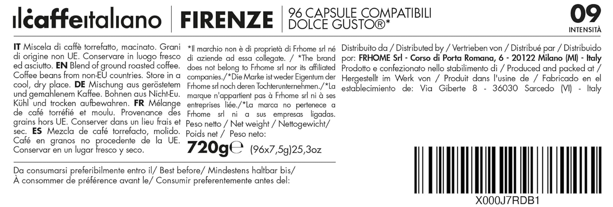 Nescafè Dolce Gusto, 96 cafeteras con el sistema Nescafè-Dolce-Gusto compatible - Il Caffè Italiano - Mischung Firenze, Intensidad 9