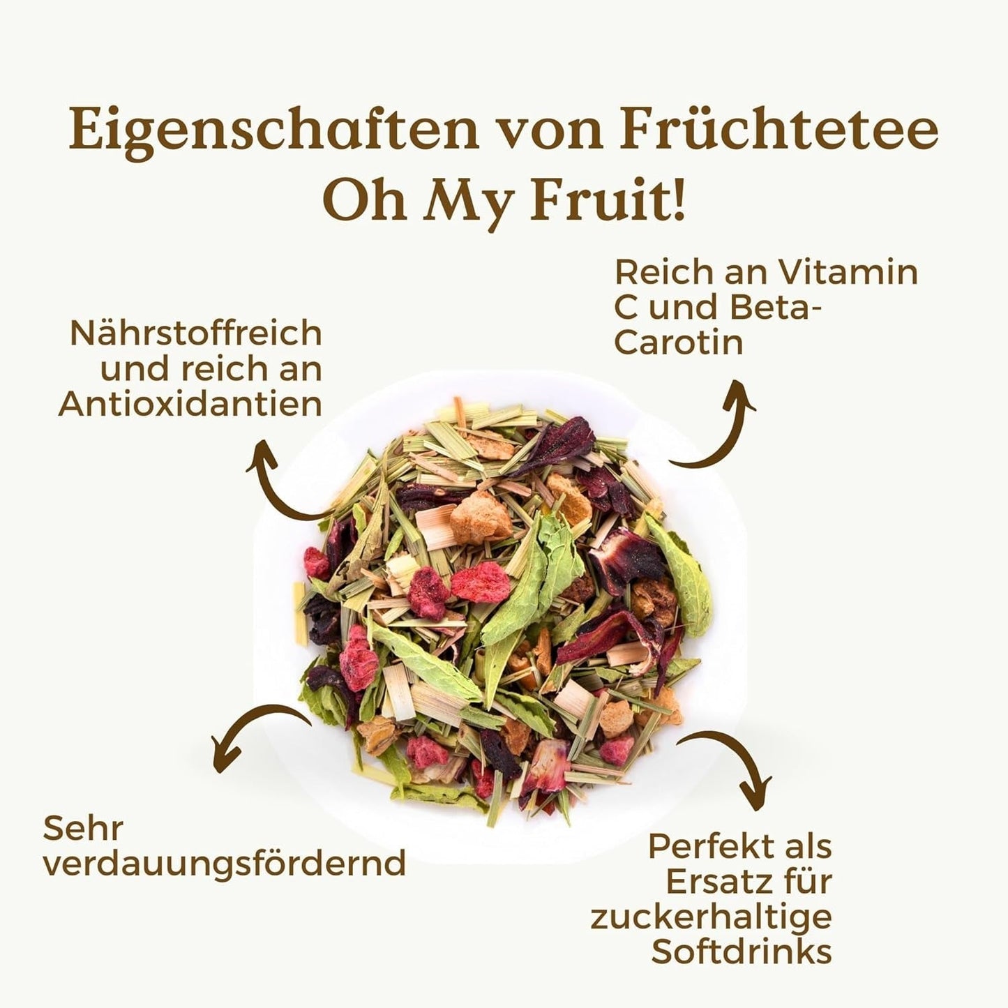 Oh My Fruit té de frutas BIO 100 g (50 tazas) | Té de frutas sueltas con manzanas, jamaica, frambuesas, naranjas y hojas de stevia REPLANTEA