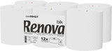 Papel higiénico Renova Jumbo BLK, 12 rollos a 170 M, papel blanco, 2 capas