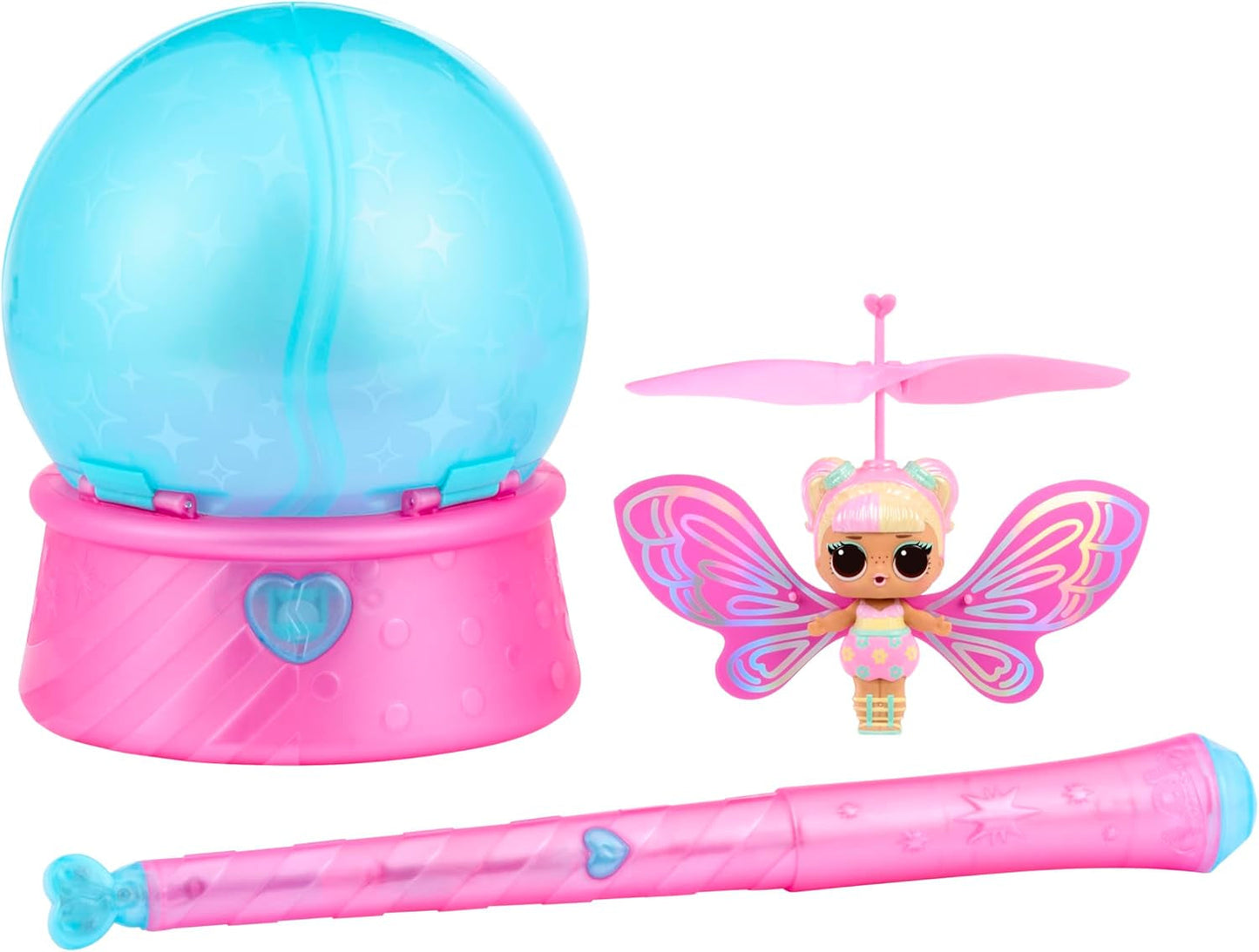 Jajaja ¡Sorpresa! Magic Flyers Fairies Tots - Flower Child - Incluye 1 muñeca y 1 varita mágica en un pack con forma de flor, 2 para coleccionar, Rosa