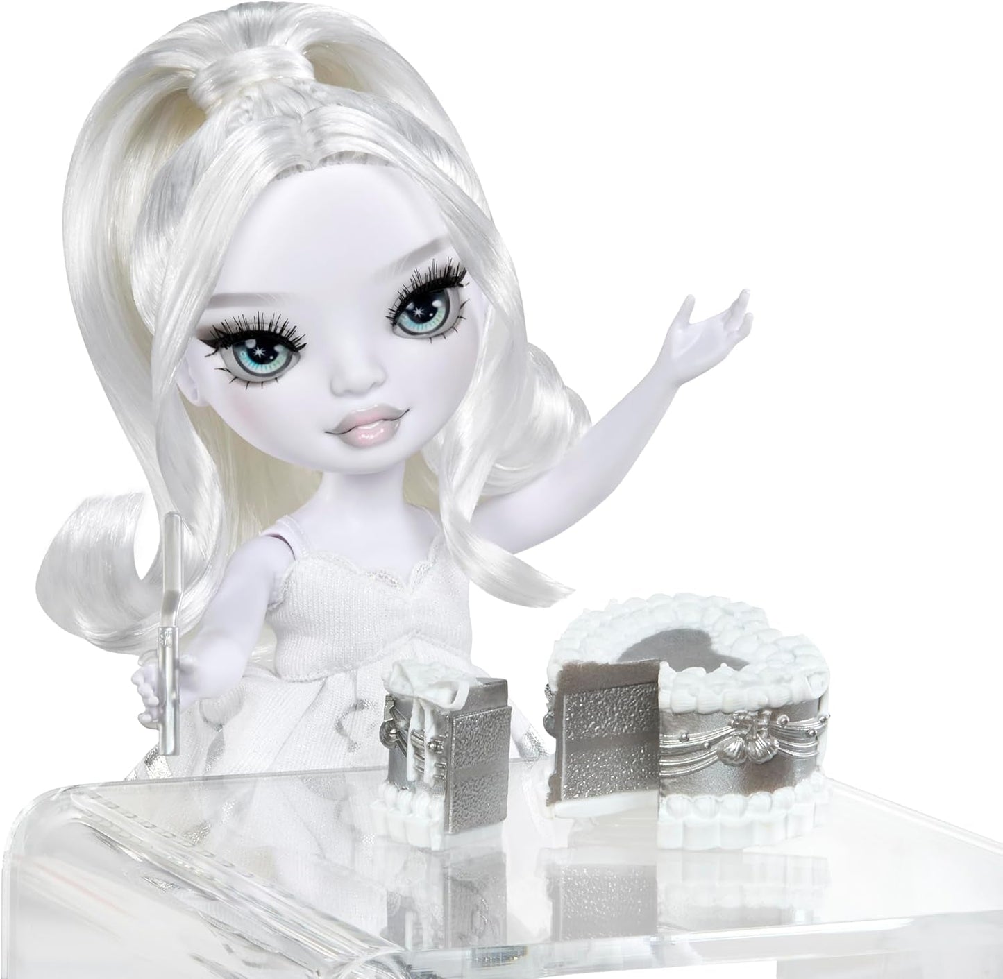 Muñeca Rainbow High Shadow High Girl's Night - Natasha Zima - Muñeca de moda de 28 cm en tonos grises, pelo blanco y traje plateado con accesorios y peine - Para coleccionistas y niños a partir de 6 años