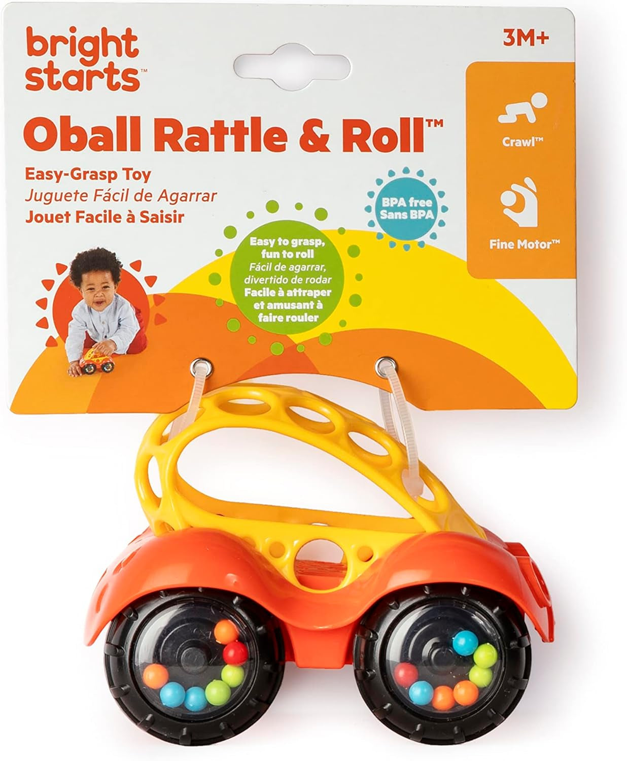 Bright Starts Sonajero Oball Coche Juguete de Actividad Motorizada para Bebés y Niños Pequeños a Partir de 3 Meses 1 Pieza Color Aleatorio Azul o Rojo Juguetes para bebés Naty Shop