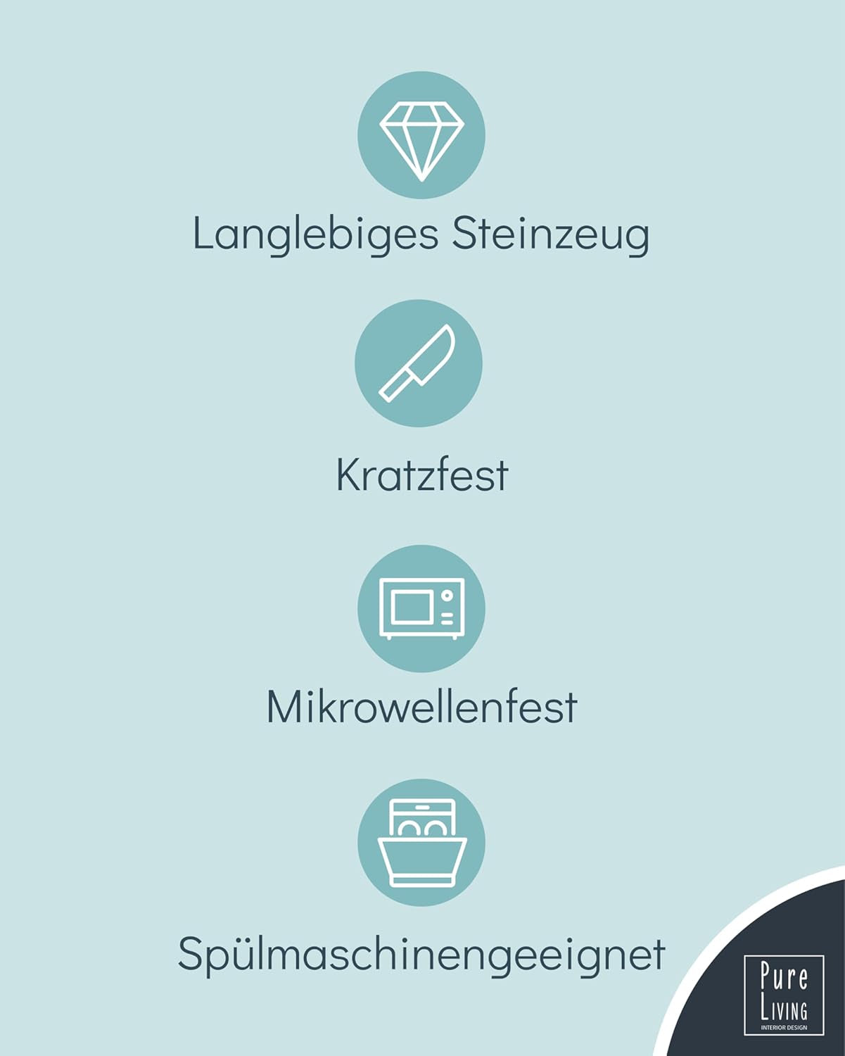 Steingut Geschirrset 12 Personen Rústico 36 tlg. TESTSIEGER, Hochwertiges Landhaussttil Steingut Geschirr Set, Schüssel- und Teller Set, Tafelservice 12 Personen, Geschirrsets Pure Living in Rauchblau