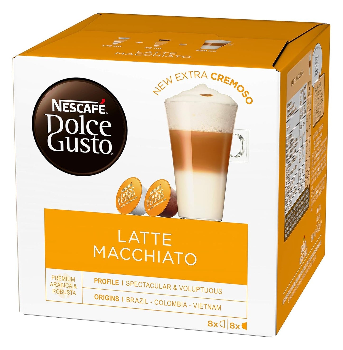 Latte Macchiato | 96 Kaffeekapseln y Latte Macchiato Caramelo | 48 cápsulas de café | Mezcla de Arábica Robusta | Feines Caramell Aroma und leckerer Milchschaum
