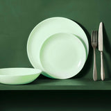 Servicio de mesa de cristal opal, verde, 12 piezas, para 4 personas