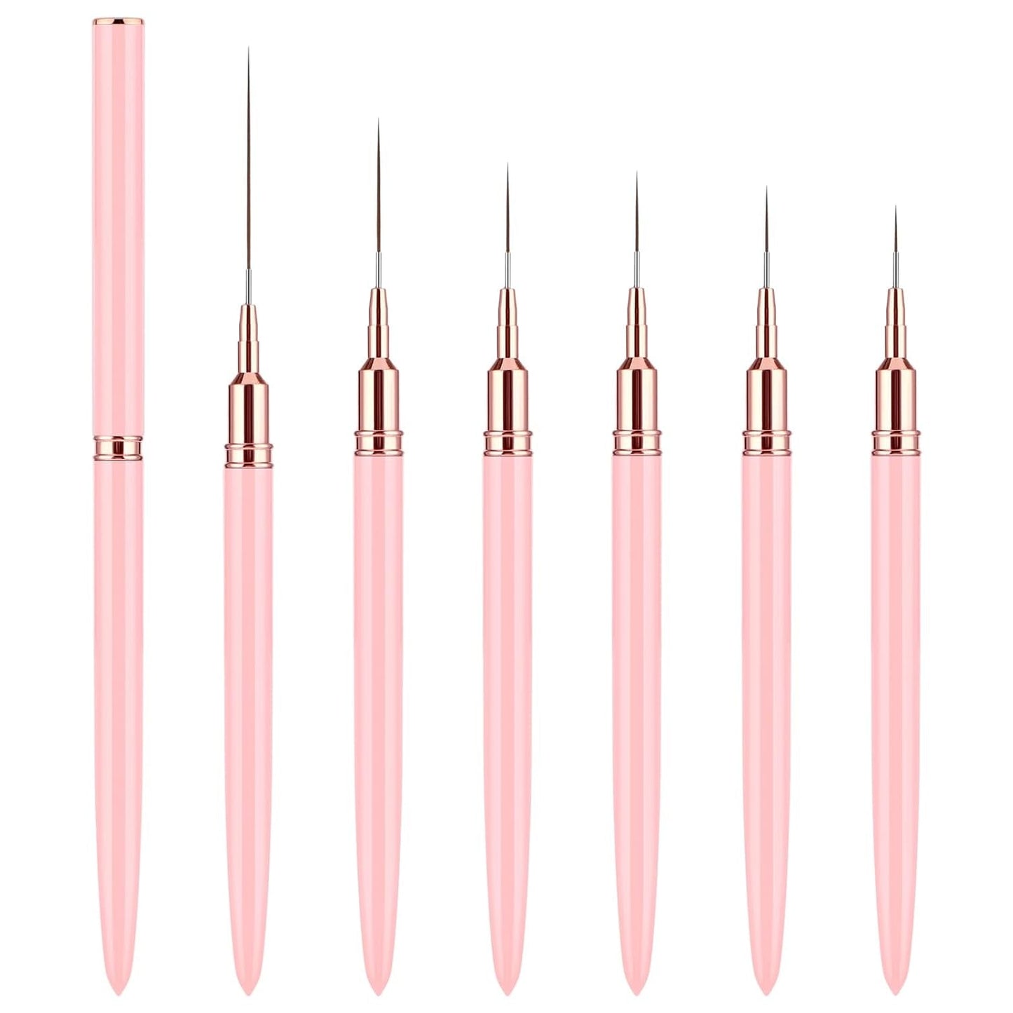 6 Stück Liner Nailart Pinsel Nageldesign Pinsel Set Dünn Acryl Nagelpunkt-Zeichenwerkzeug Nägel Dünne Nagelpinsel Set para Lange Linien, Dünne Detalles, Feines Zichnen 5/7/9/11/15/25 Mm (Rosa)