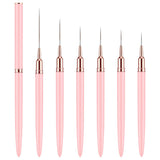 6 Stück Liner Nailart Pinsel Nageldesign Pinsel Set Dünn Acryl Nagelpunkt-Zeichenwerkzeug Nägel Dünne Nagelpinsel Set para Lange Linien, Dünne Detalles, Feines Zichnen 5/7/9/11/15/25 Mm (Rosa)