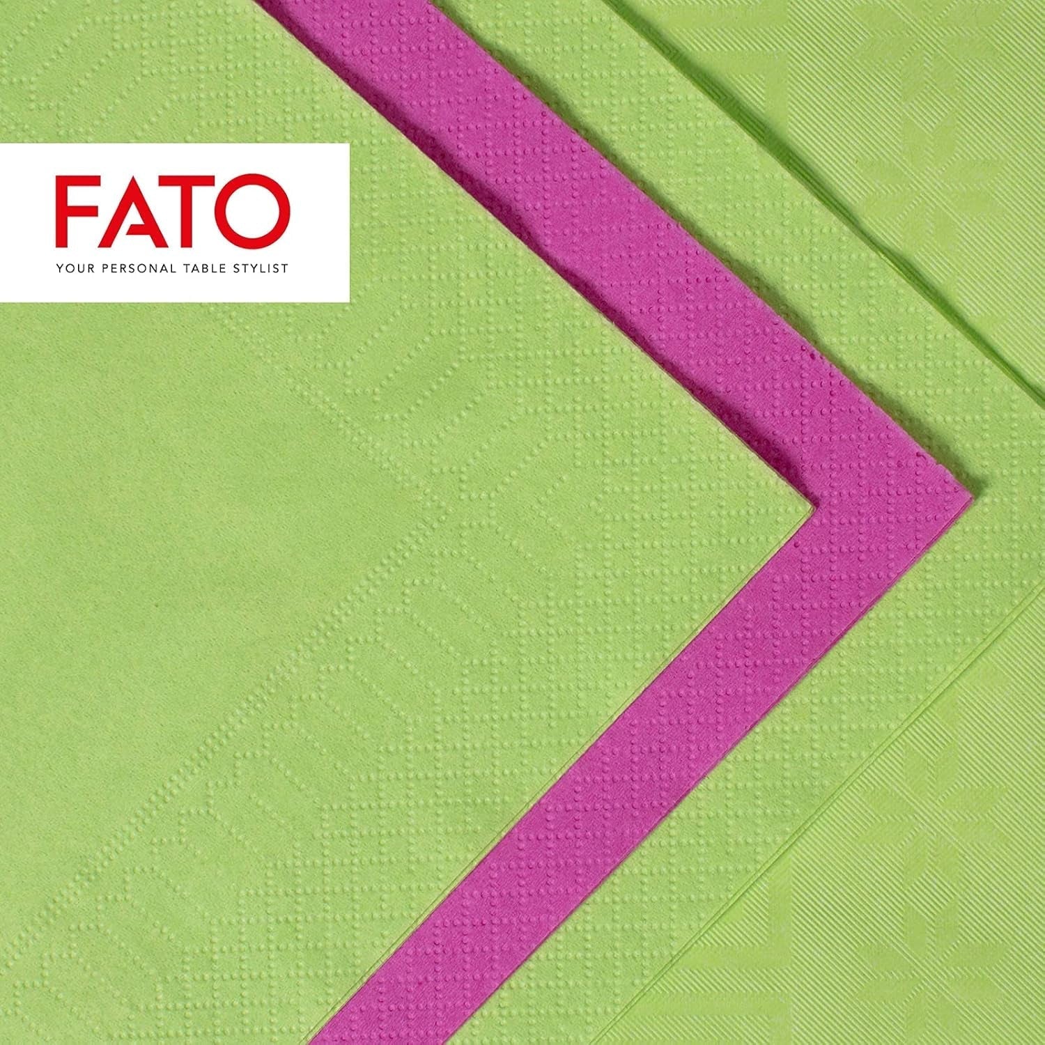 , Servilletas de papel desechables, Ideales para almuerzos informales y buffets, Paquete de 50 servilletas, Tamaño 33X33, 4 pliegues, 2 capas, Color verde manzana, Papel de celulosa 100% pura, FSC