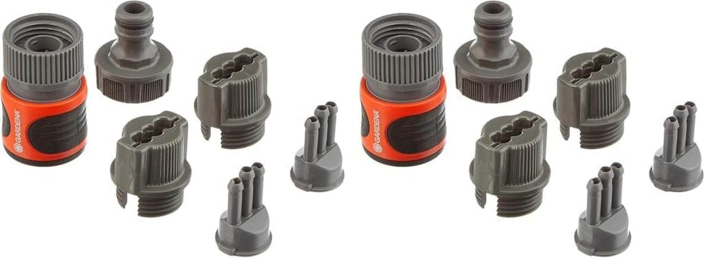 Kit de conexión de manguera de aspersor Gardena: accesorios de conexión para el inicio y el final de la manguera de aspersor, accesorios para artículos (995, 996, 997, 1998, 1999), piezas originales del sistema Gardena (5316-20)