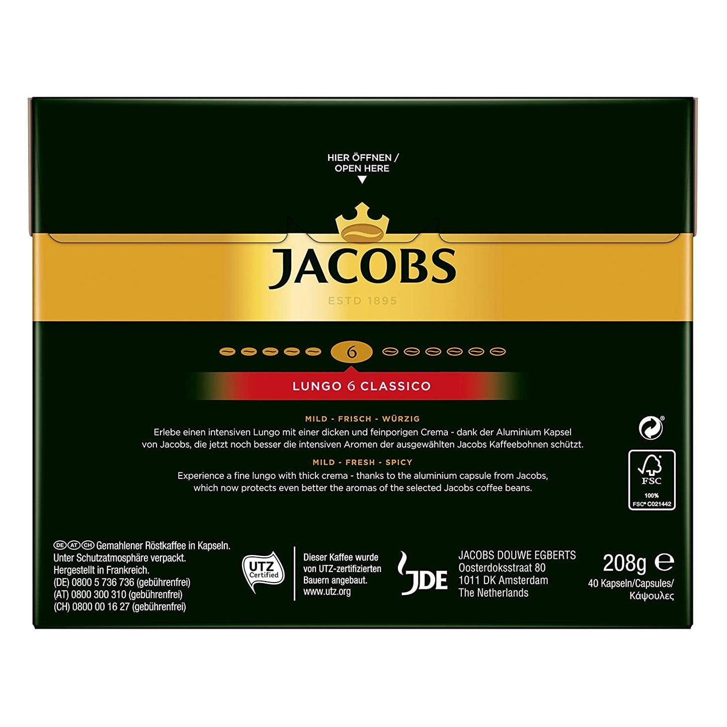 Kaffeekapseln Lungo Classico (nur für kurze Zeit) Megapack XXL & Kaffeekapseln Krönung Crema, 200 Kapseln compatibles con Nespresso, paquete de 10, 10 x 20 paquetes, 1040 g