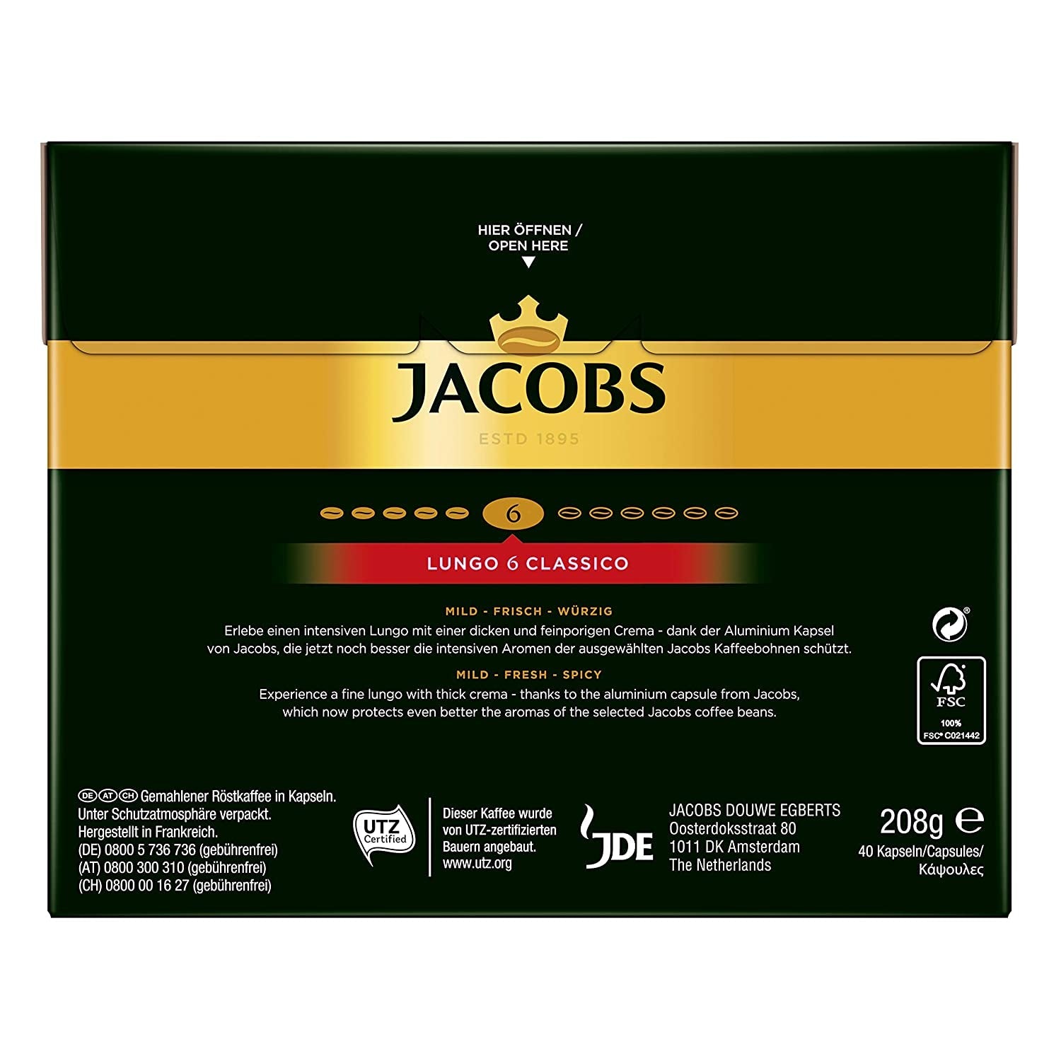 Kaffeekapseln Lungo Classico (nur für kurze Zeit) Megapack XXL y Kaffeekapseln Lungo Decaffeinato- Intensität 6-200 Kapseln compatibles con Nespresso, paquete de 10, 10 x 20 paquetes