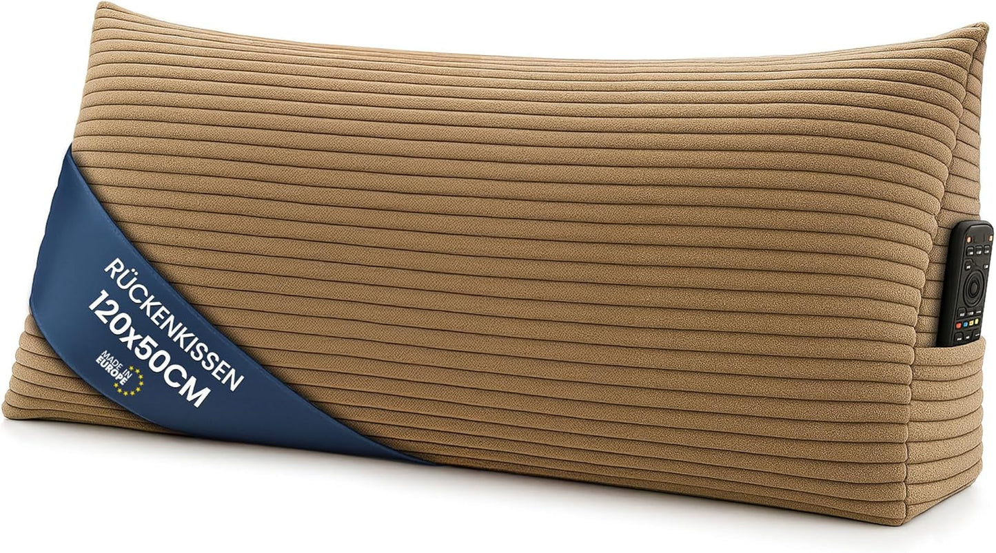 Almohada de plumas, cojín de respaldo, almohada de terciopelo, ancho 70 cm - almohada de lectura para cama, sofá y sofá, almohada de sofá grande, almohada de pared, almohada de sofá, almohada de lectura, almohada de respaldo, gris claro