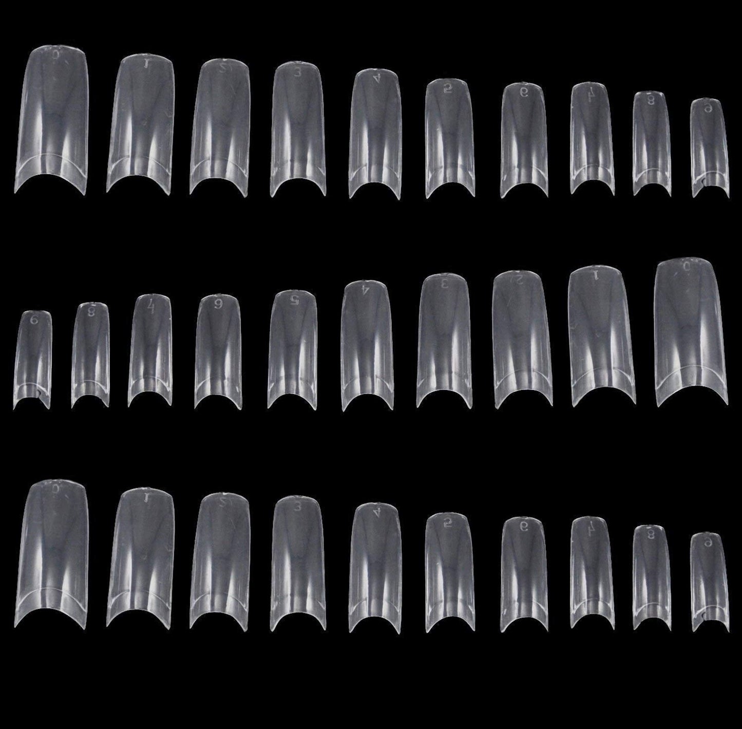 TRIXES 500 puntas de uñas de gel para uñas francesas, puntas acrílicas transparentes para manicura DIY, 10 diseños diferentes