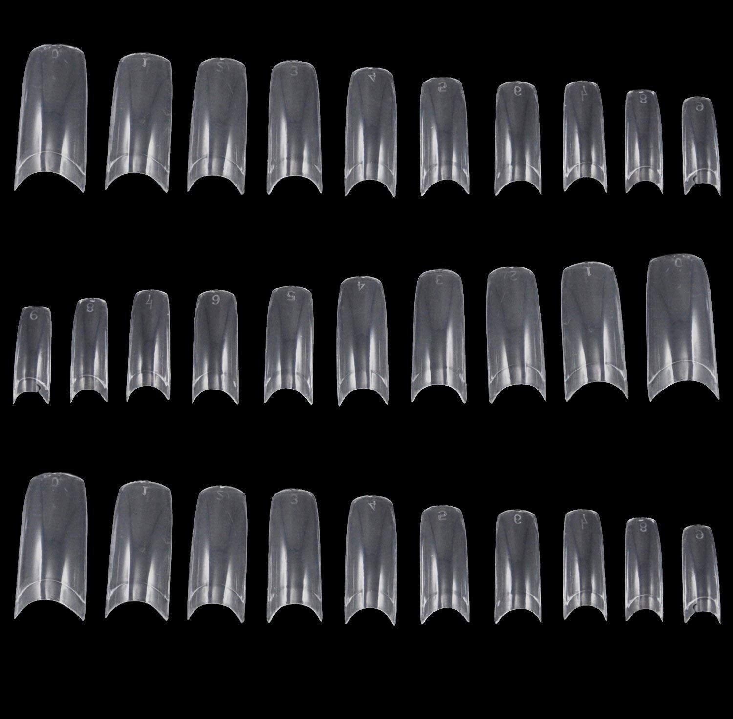 TRIXES 500 puntas de uñas de gel para uñas francesas, puntas acrílicas transparentes para manicura DIY, 10 diseños diferentes