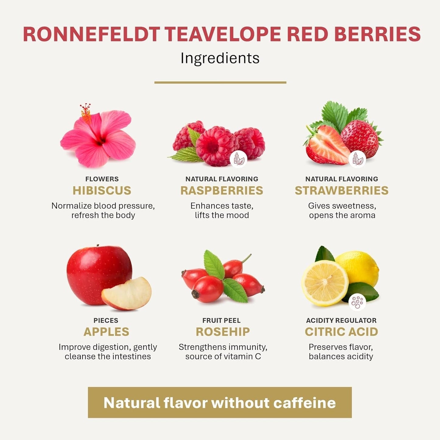 Teavelope "Red Berries" - té de frutas con sabor a fresa y frambuesa, 25 bolsitas de té, 62,5 g