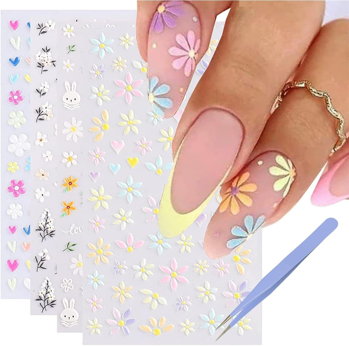 GZMAYUEN 12 colores pegatinas de uñas francesas 3D pegatinas de uñas de Color degradado francés autoadhesivas accesorios de diseño de uñas