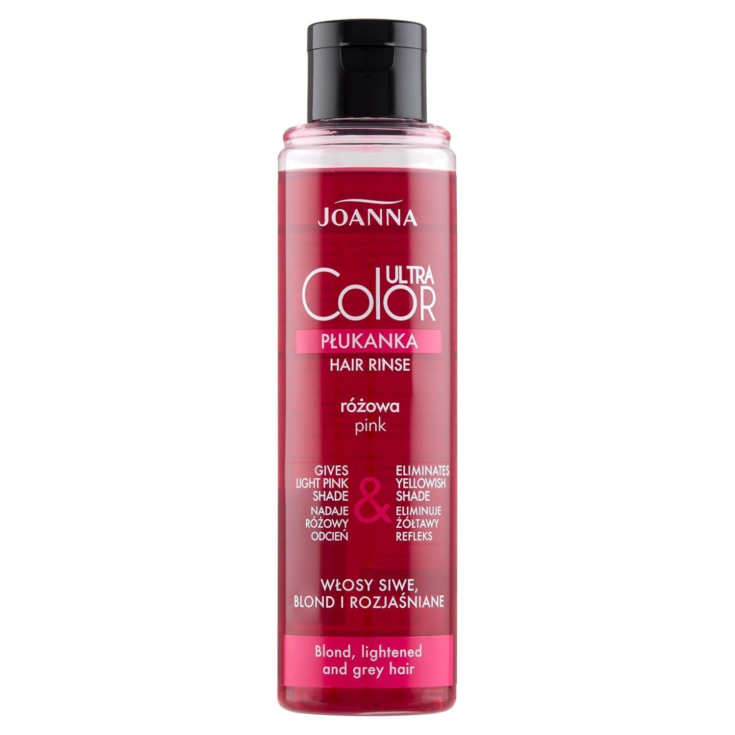 Joanna Ultra Color - Acondicionador color rosa para cabellos rubios y claros - Rosa pastel - Brillo natural - Elimina el tinte amarillo del cabello rubio grisáceo - Efecto temporal - 150 ml Tinte para el cabello Naty Shop Tonos de rubio rosa 150 Ml (1 pack)