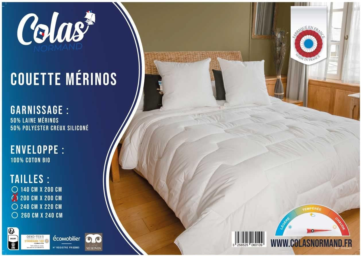 COLAS NORMAND Edredón 200 X 200 Cm, Algodón orgánico y Lana Merino, Cálido, Lavable a máquina a 30 °C Edredones y edredones Naty Shop