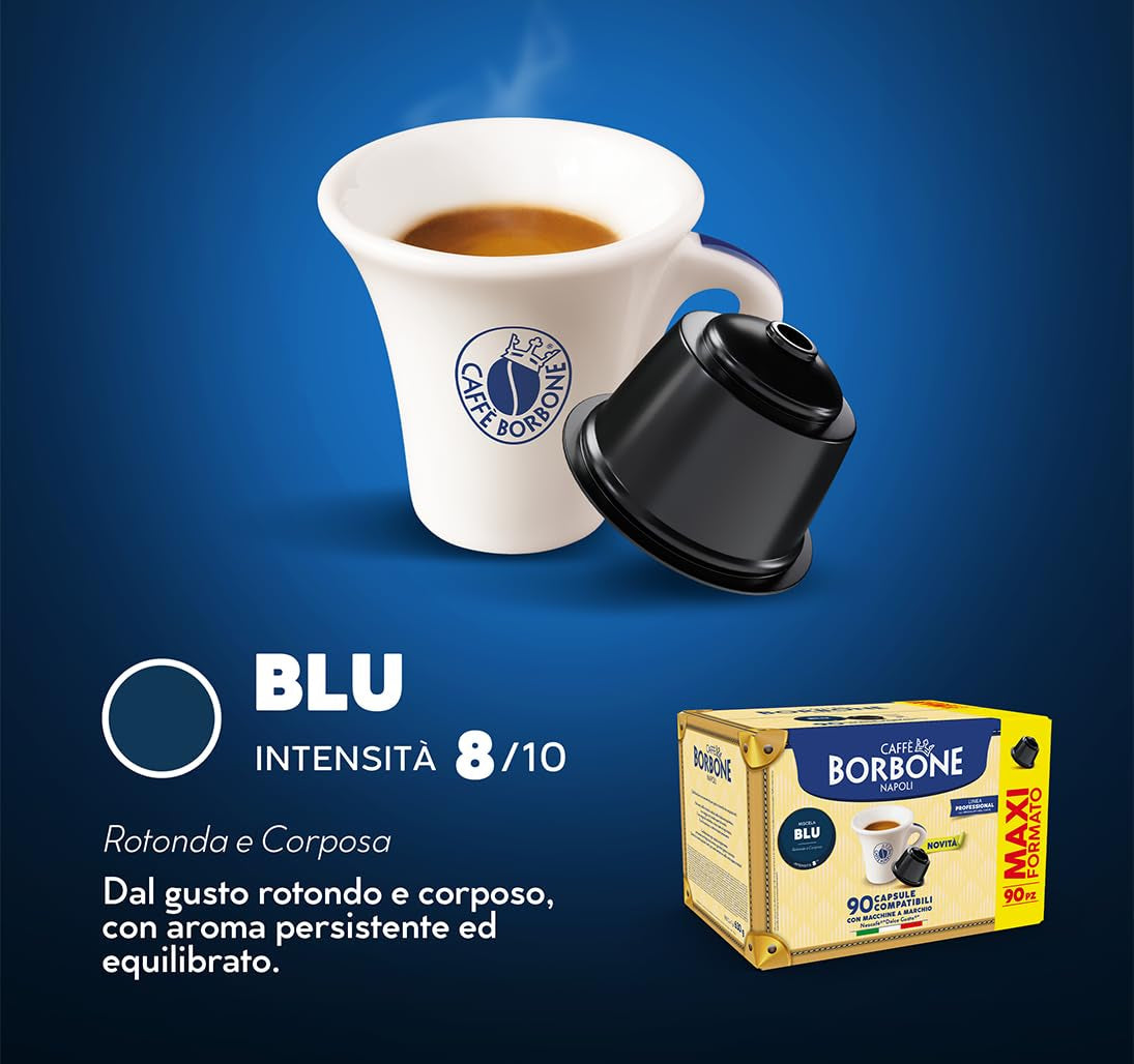 Caffè Borbone Blue Kaffeemischung - 90 Kapseln - Compatible con Kaffeemaschinen der Marke Nescafè®* Dolce Gusto®*