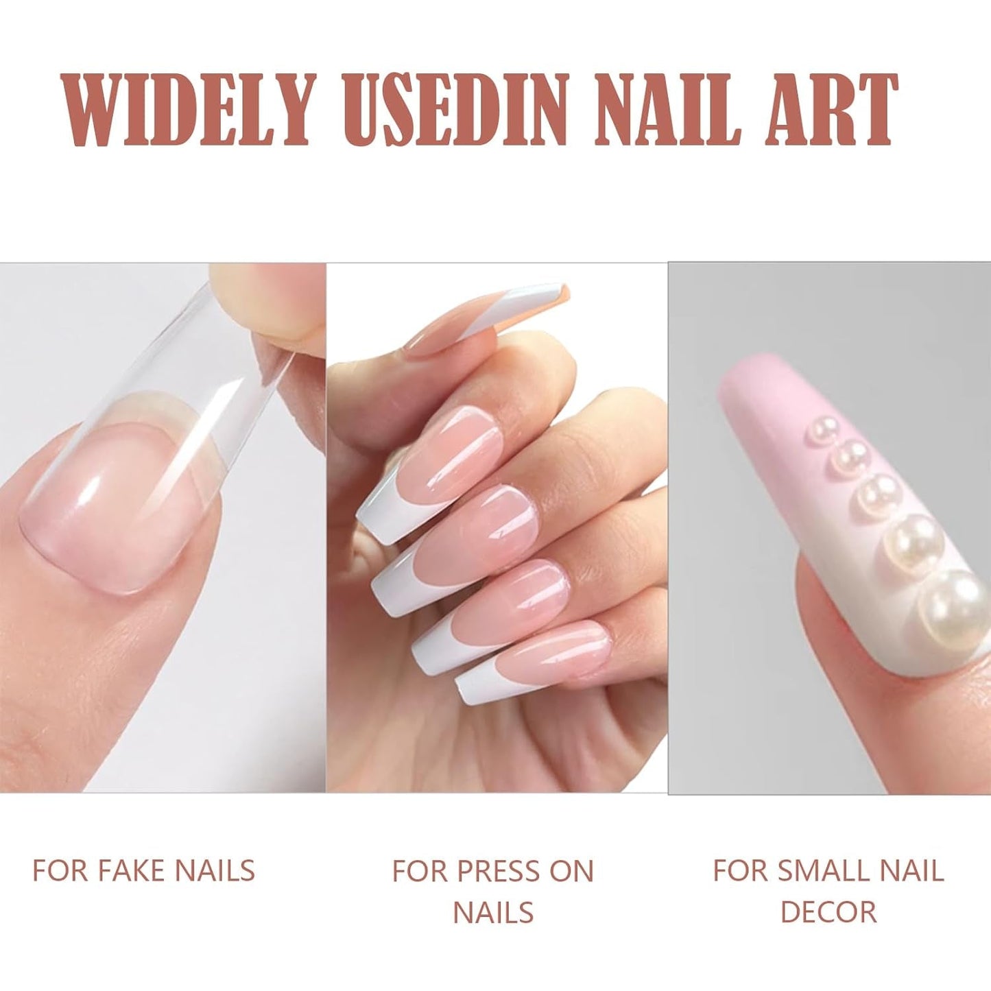 Pegamento para uñas extrafuerte: incluye cepillo, 4 pegamentos para extensiones de uñas de 7 g, pegamento para puntas acrílicas y pegamento para uñas artificiales.