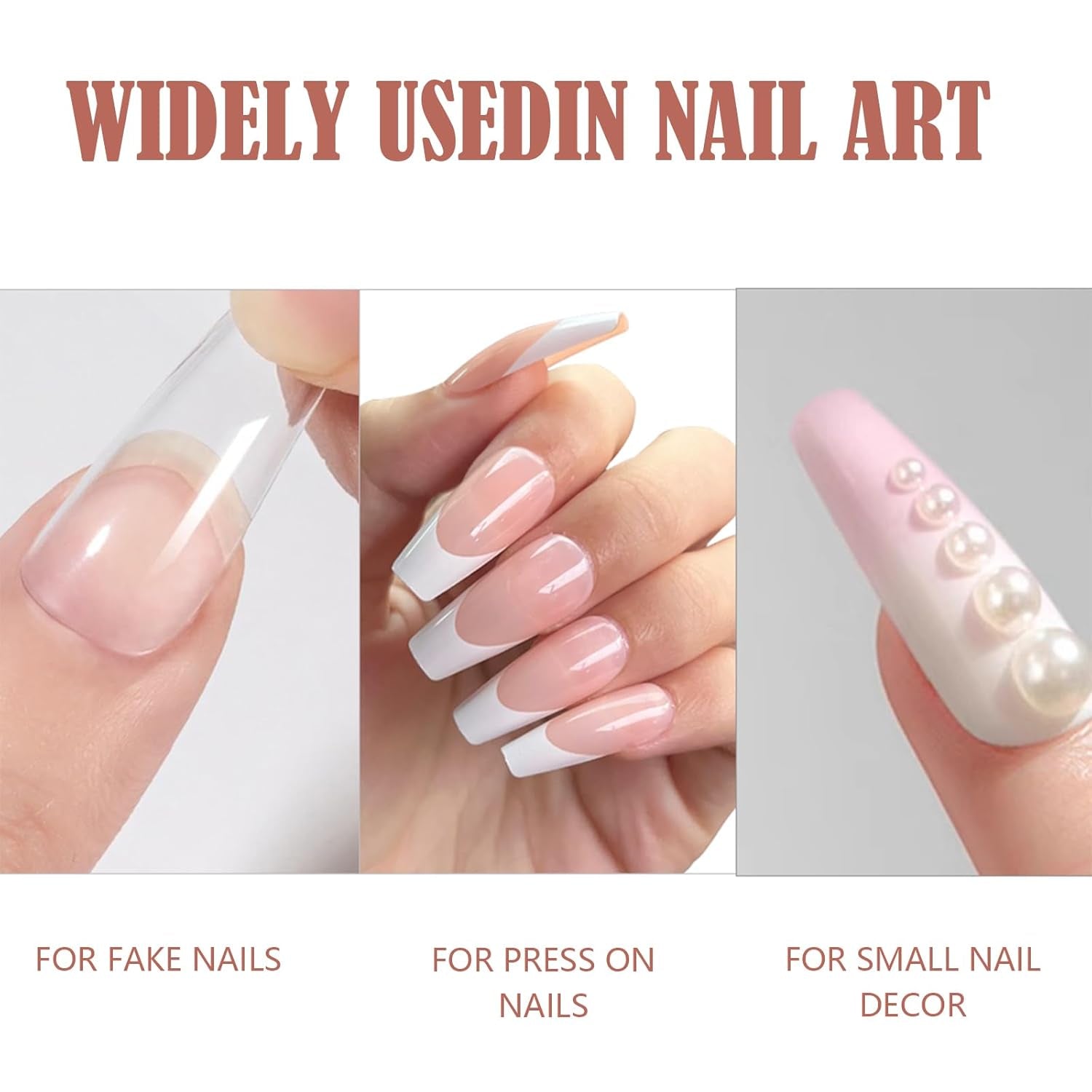 Pegamento para uñas extrafuerte: incluye cepillo, 4 pegamentos para extensiones de uñas de 7 g, pegamento para puntas acrílicas y pegamento para uñas artificiales.