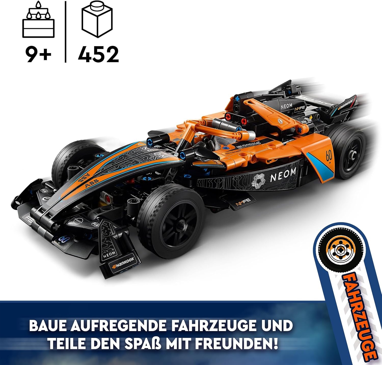LEGO Technic Coche de carreras NEOM Mclaren Fórmula E, Coche de carreras de juguete para niños y niñas de 9 años, Kit de modelo de coche, Decoración de la habitación de los niños, Idea de regalo de cumpleaños 42169 Juegos de construcción Beuche den LEGO-Store