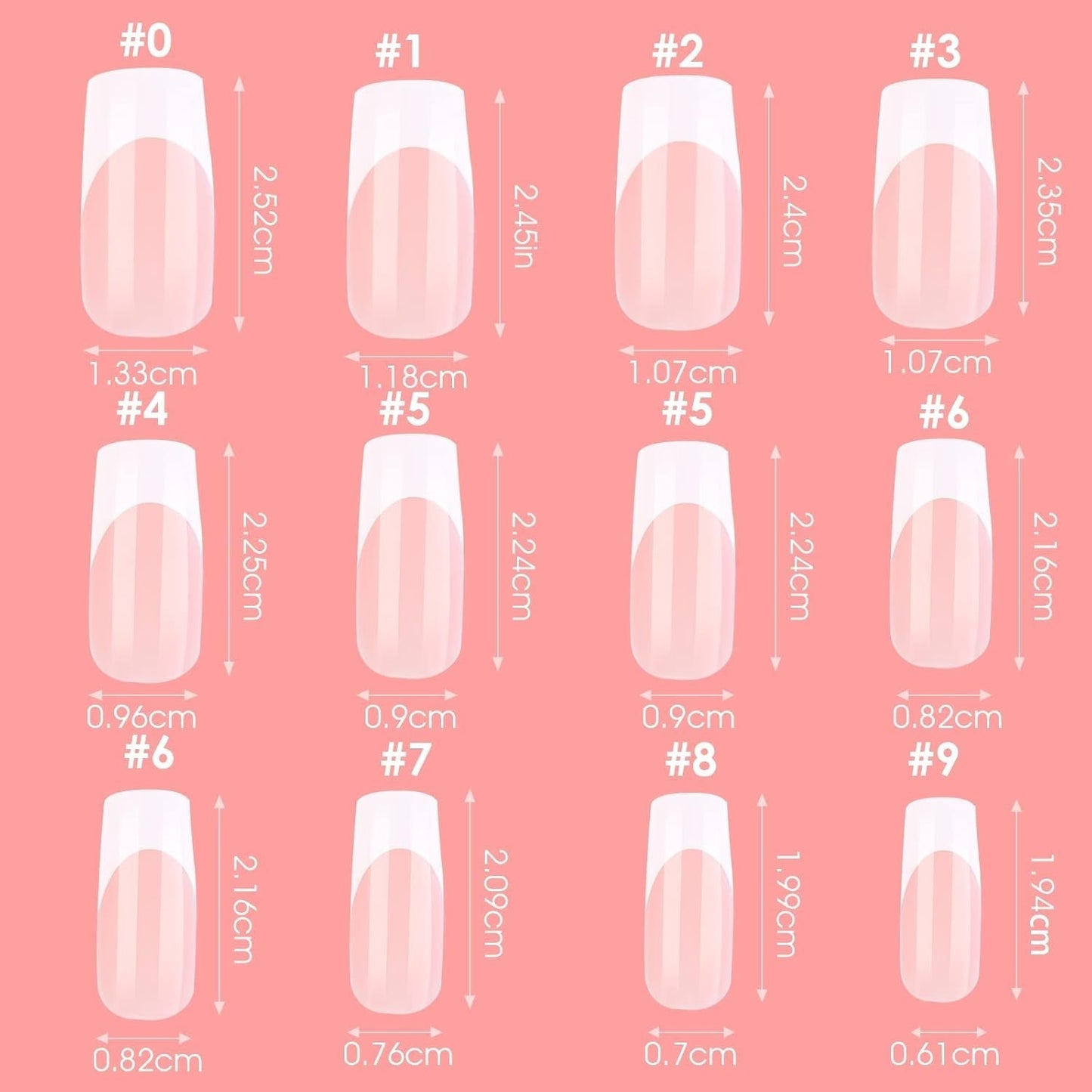 360 puntas adhesivas para uñas artificiales con caja de almacenamiento y lima de uñas (rectangular)