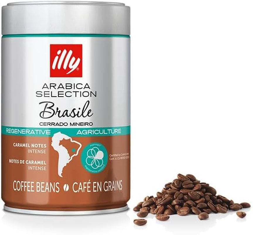 ILLY 6 cajas de café en grano de 250 gramos cada una, Selección Arábica, Brasil, certificado Cerrado Mineiro, Regenagri