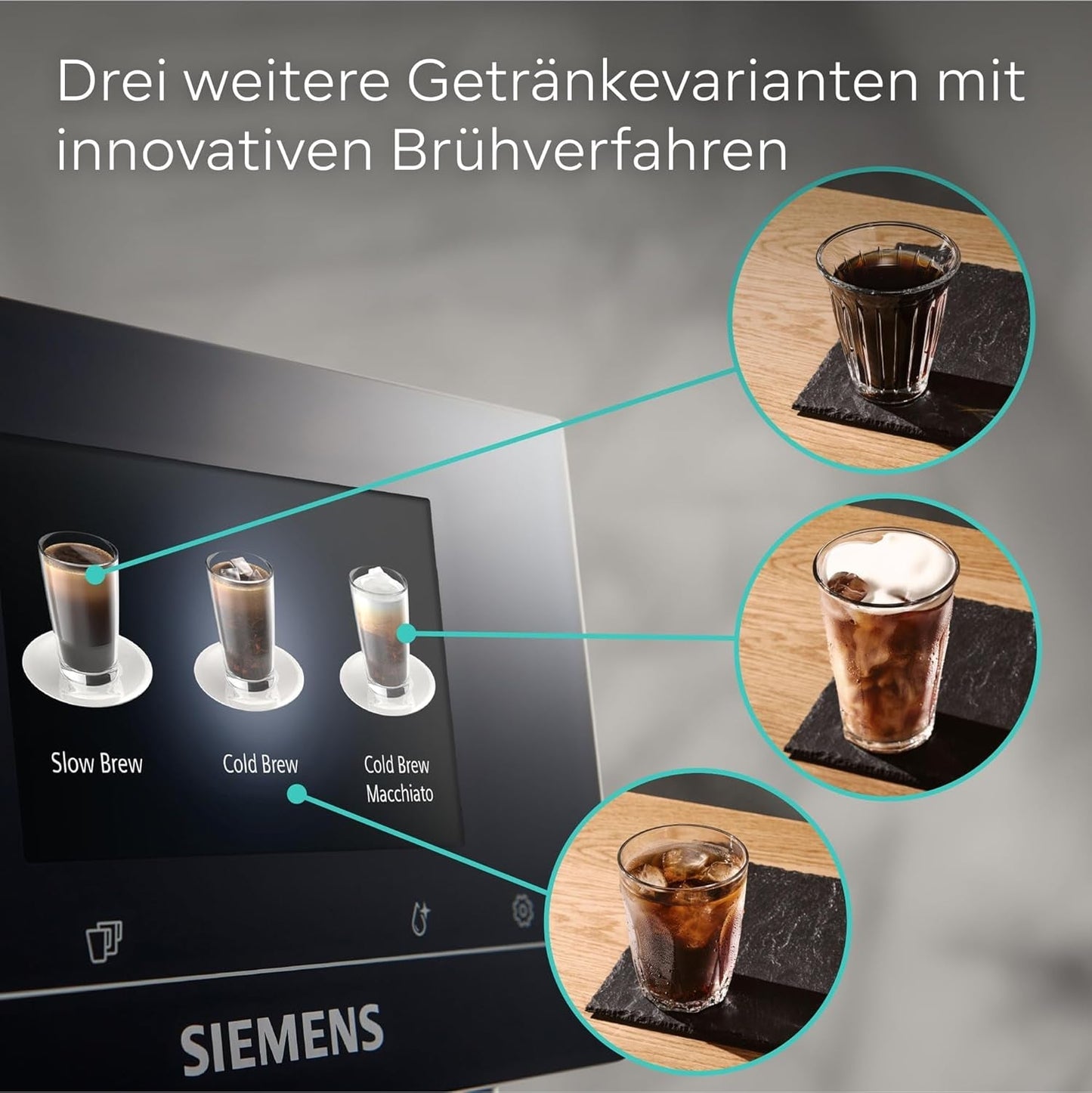 Cafetera espresso totalmente automática Siemens EQ700, pantalla TFT a color grande, 36 bebidas frías y calientes, cerveza fría, función 2 tazas, control por aplicación, sistema de limpieza automático, acero inoxidable negro, TQ717D03