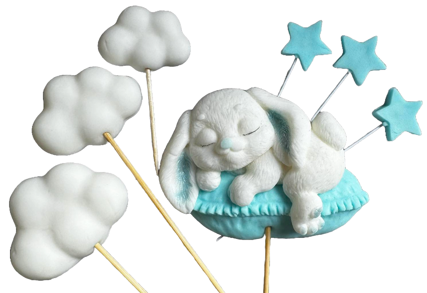 Set de 7 adornos comestibles de azúcar, Conejitos Decoraciones de Pasta de Azúcar Naty Shop