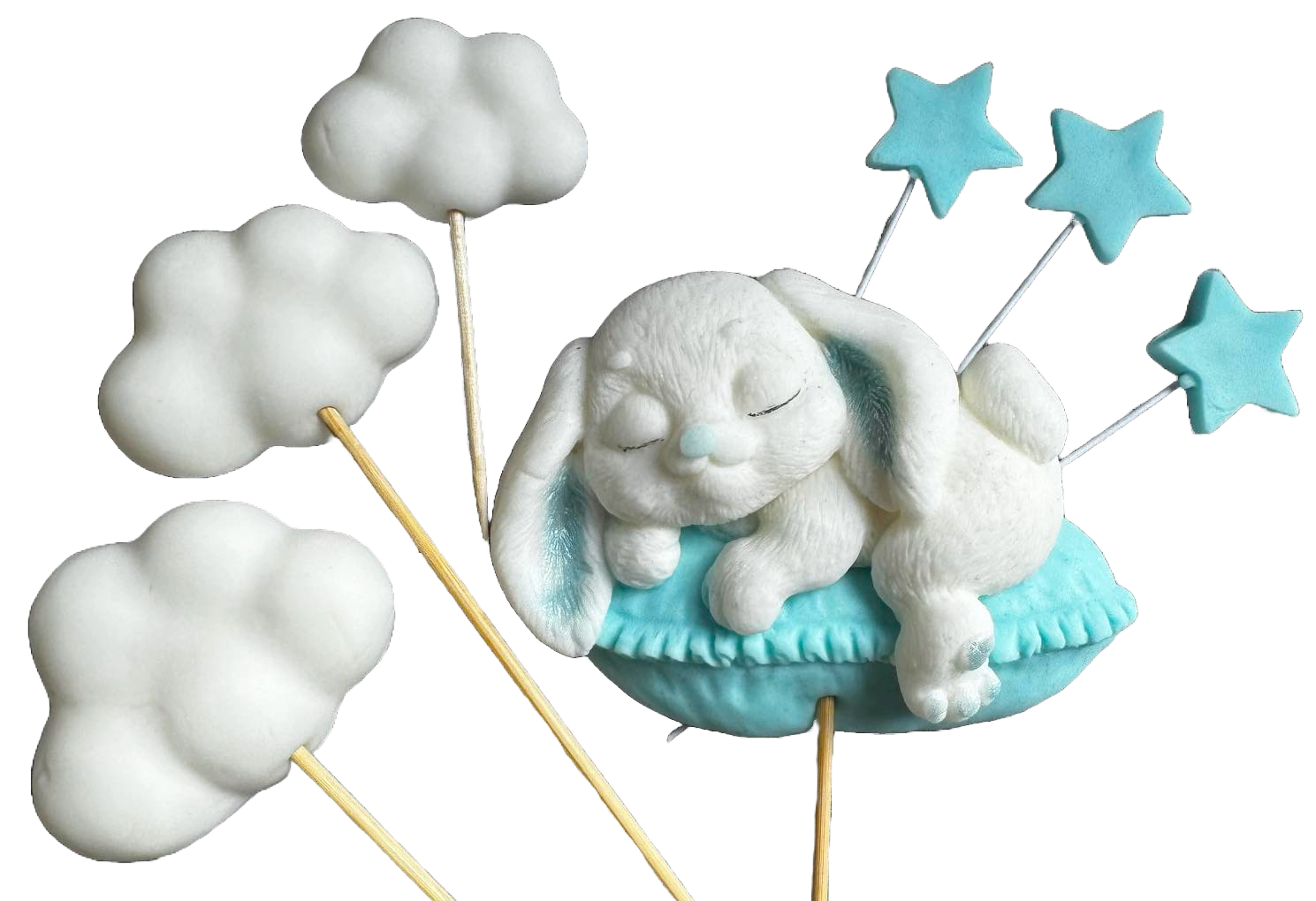 Set de 7 adornos comestibles de azúcar, Conejitos Decoraciones de Pasta de Azúcar Naty Shop
