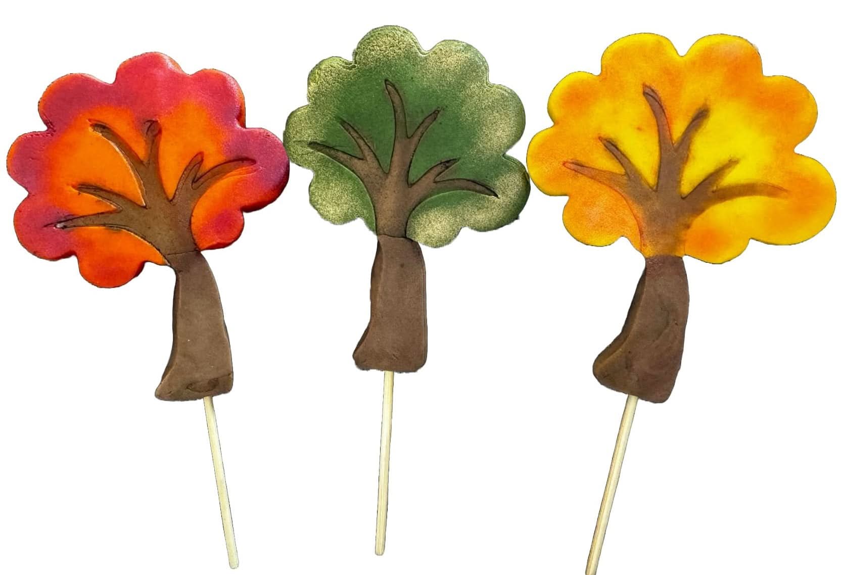 Set de 3 adornos de azúcar comestible, Árboles de Otoño Decoraciones de Pasta de Azúcar Naty Shop