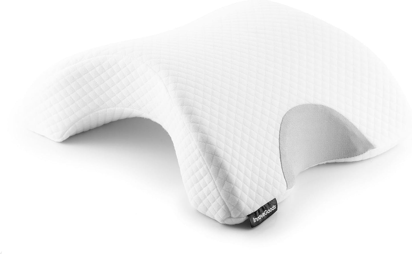 InnovaGoods - Almohada cervical viscoelástica para parejas, Diseño ergonómico para el relax en pareja, Viscoelástica para aliviar la presión, Funda desenfundable, Blanco, 36 x 12,5 x 30,5 cm, Viscoelástica