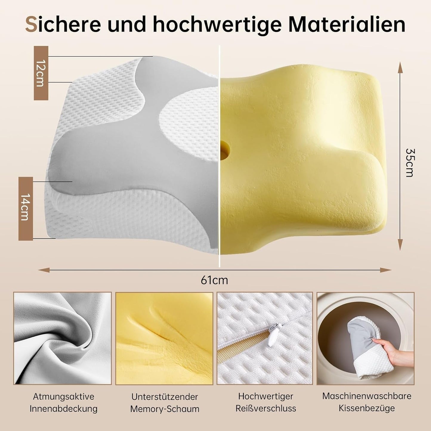 Homyrium Almohada Cervical Ergonómica Almohada Ortopédica Almohada de Espuma Viscoelástica Almohada Antirronquidos Almohada para Dormir de Lado Espalda Almohada Estómago Gris Almohadas Ortopédicas Cervicales Naty Shop